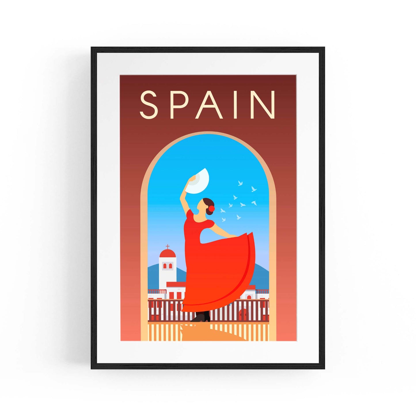 Retro Spain European Vintage Travel Wall Art - The Affordable Art Company