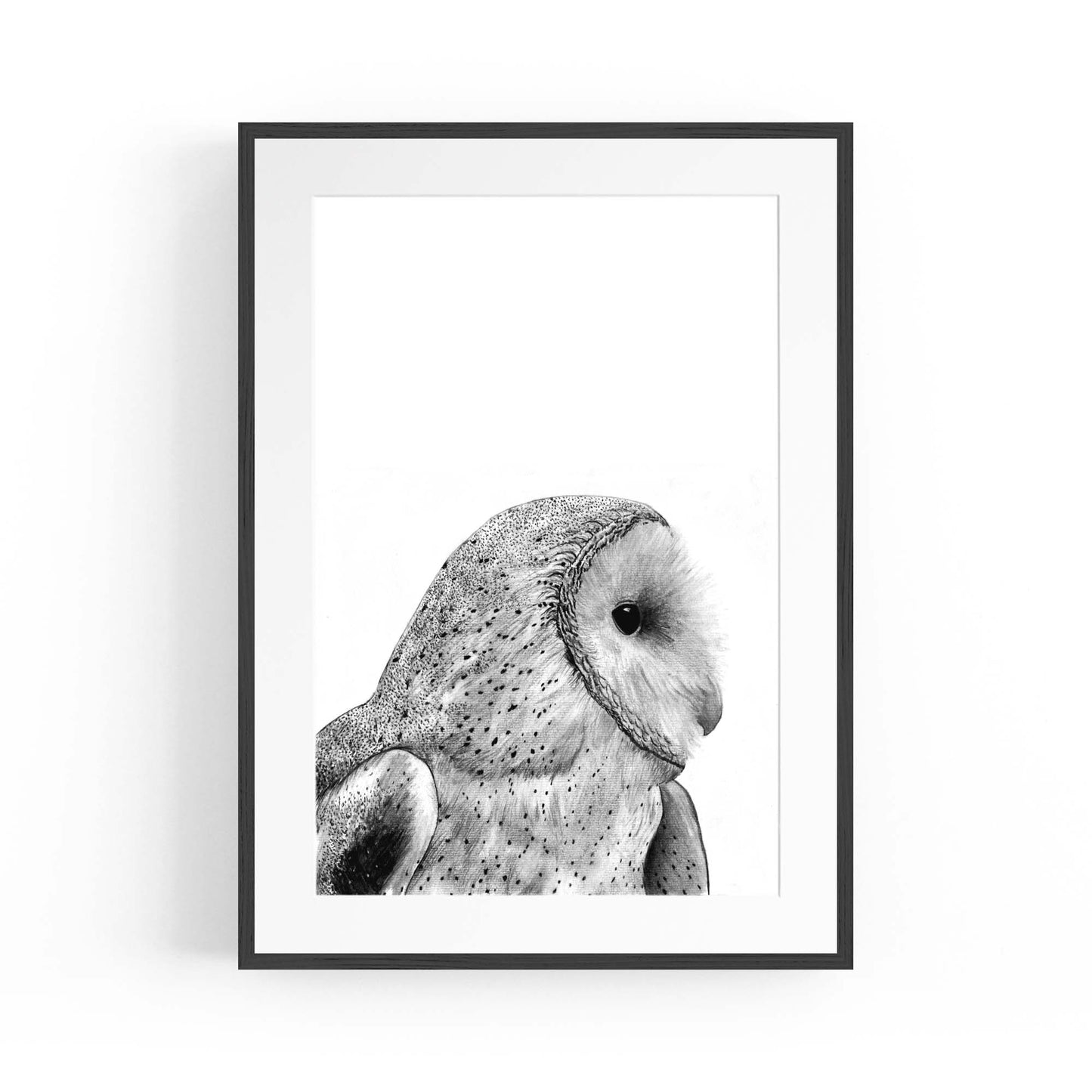 Owl Drawing Portrait Minimal Black Wall Art #1 - The Affordable Art Company