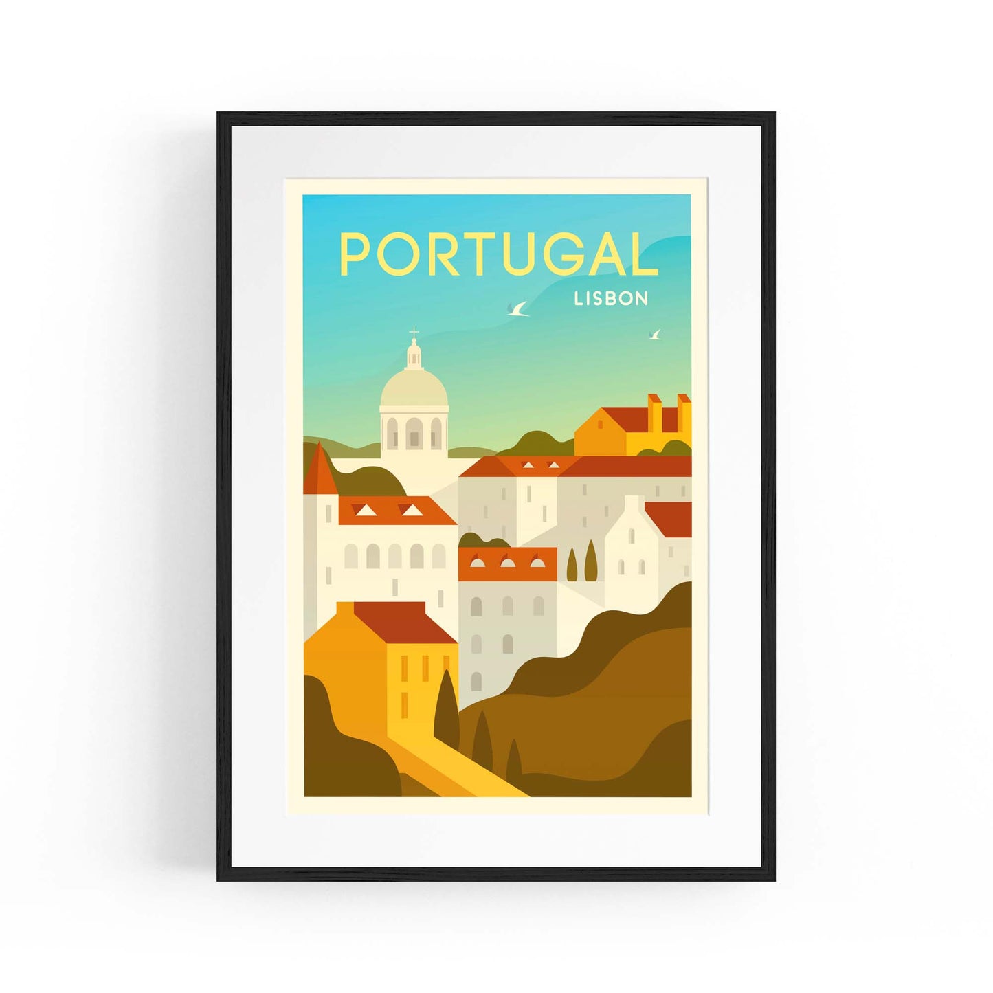 Retro Lisbon Portugal Travel Vintage Wall Art - The Affordable Art Company