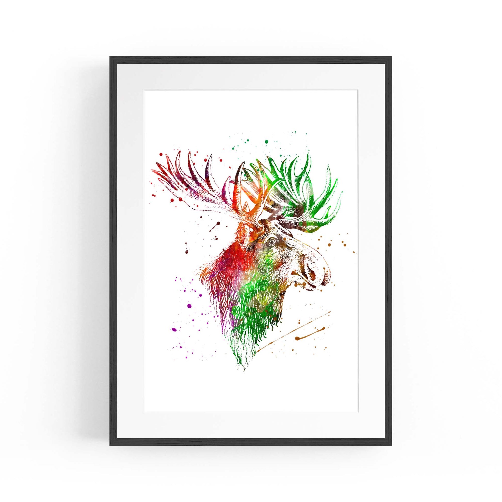 Moose Head Drawing Hunting Man Cave Wall Art #1 - The Affordable Art Company
