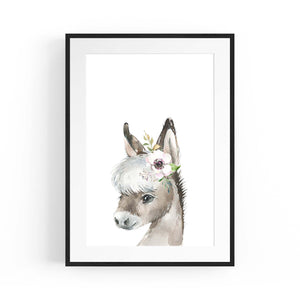 Cute Baby Donkey Nursery Animal Gift Wall Art - The Affordable Art Company
