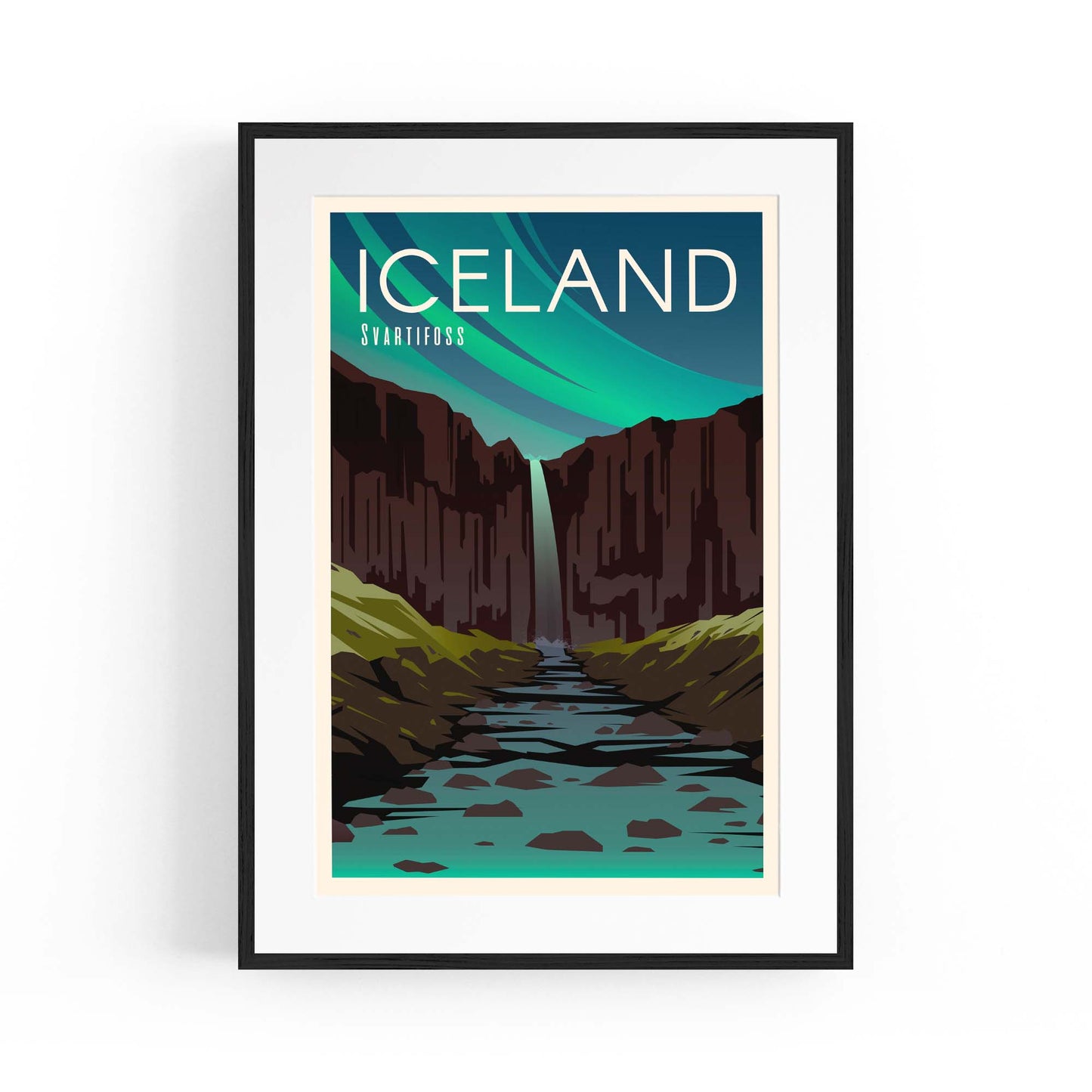 Retro Iceland European Travel Vintage Wall Art - The Affordable Art Company