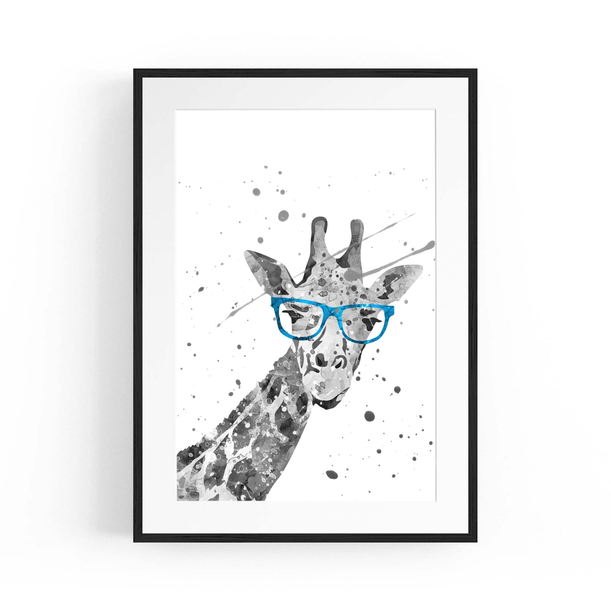 Giraffe with Glasses Cute Nursery Decor Wall Art - The Affordable Art Company