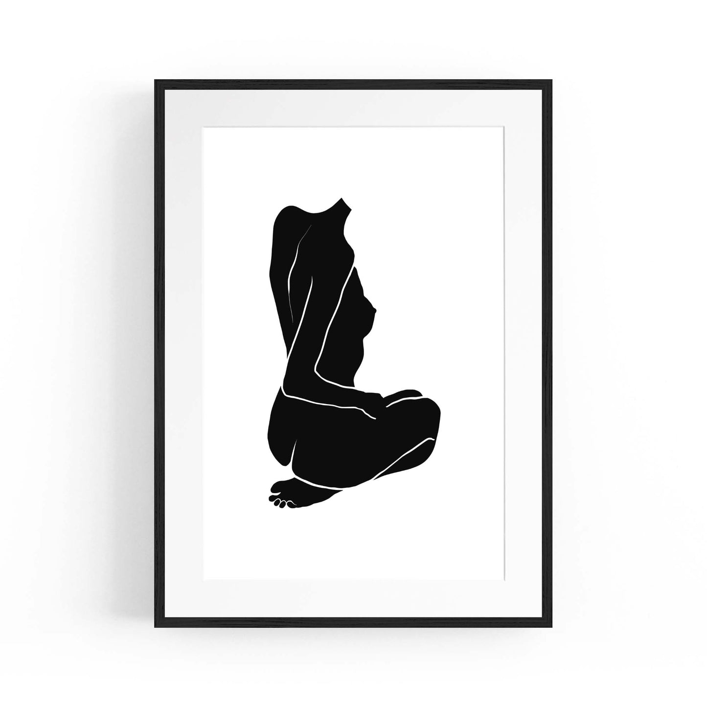 Abstract Black Minimal Female Nude Wall Art - The Affordable Art Company