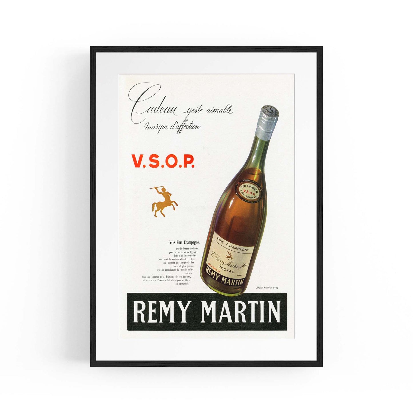 Remy Martin Cognac Champagne Vintage Drinks Advert Wall Art - The Affordable Art Company