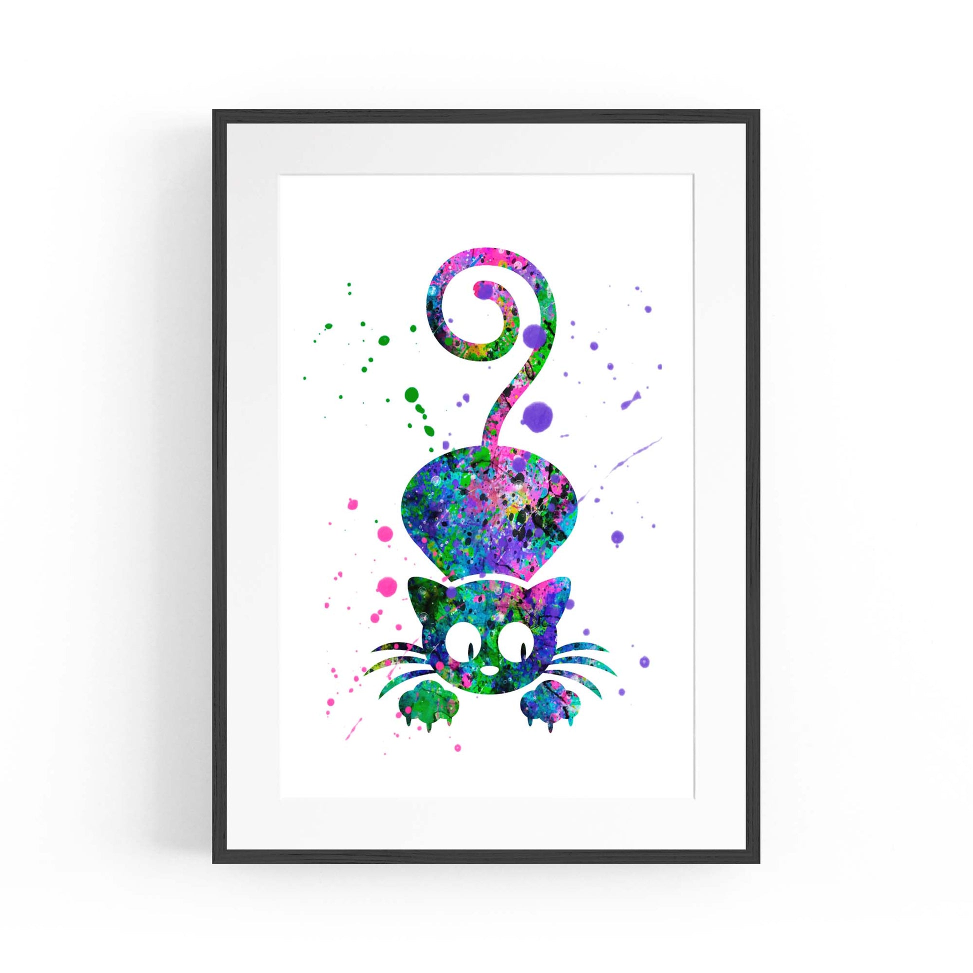 Cute Cat Painting Colourful Animal Wall Art #3 - The Affordable Art Company