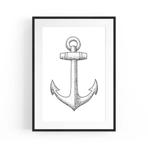 Anchor Drawing Nautical Coastal Bathroom Wall Art #2 - The Affordable Art Company