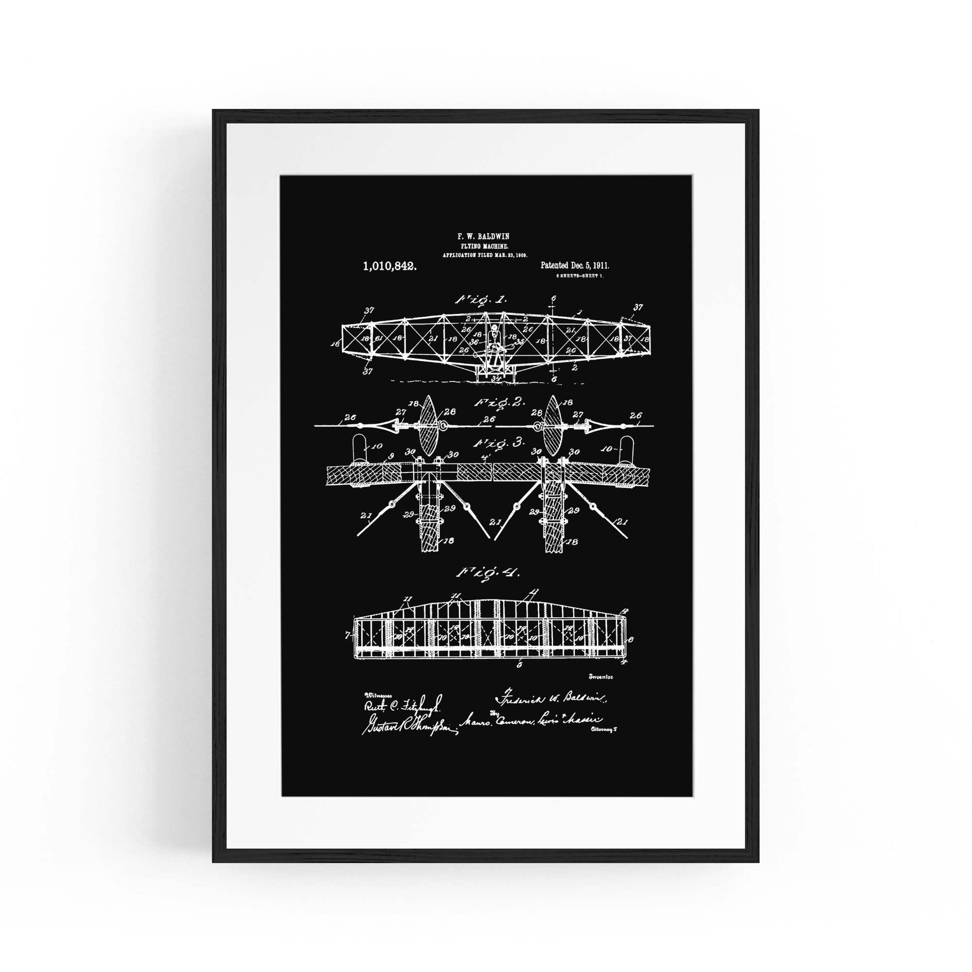 Airplane Patent Vintage Minimal Man Cave Wall Art #1 - The Affordable Art Company