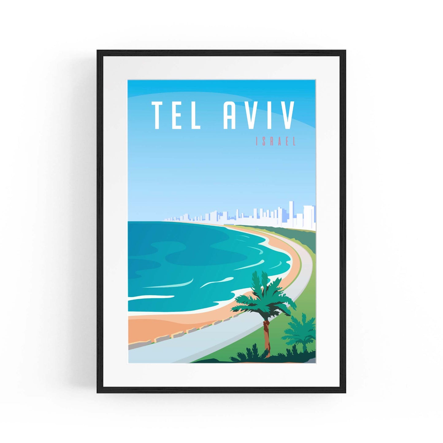 Retro Tel Aviv Israel Vintage Travel Wall Art - The Affordable Art Company