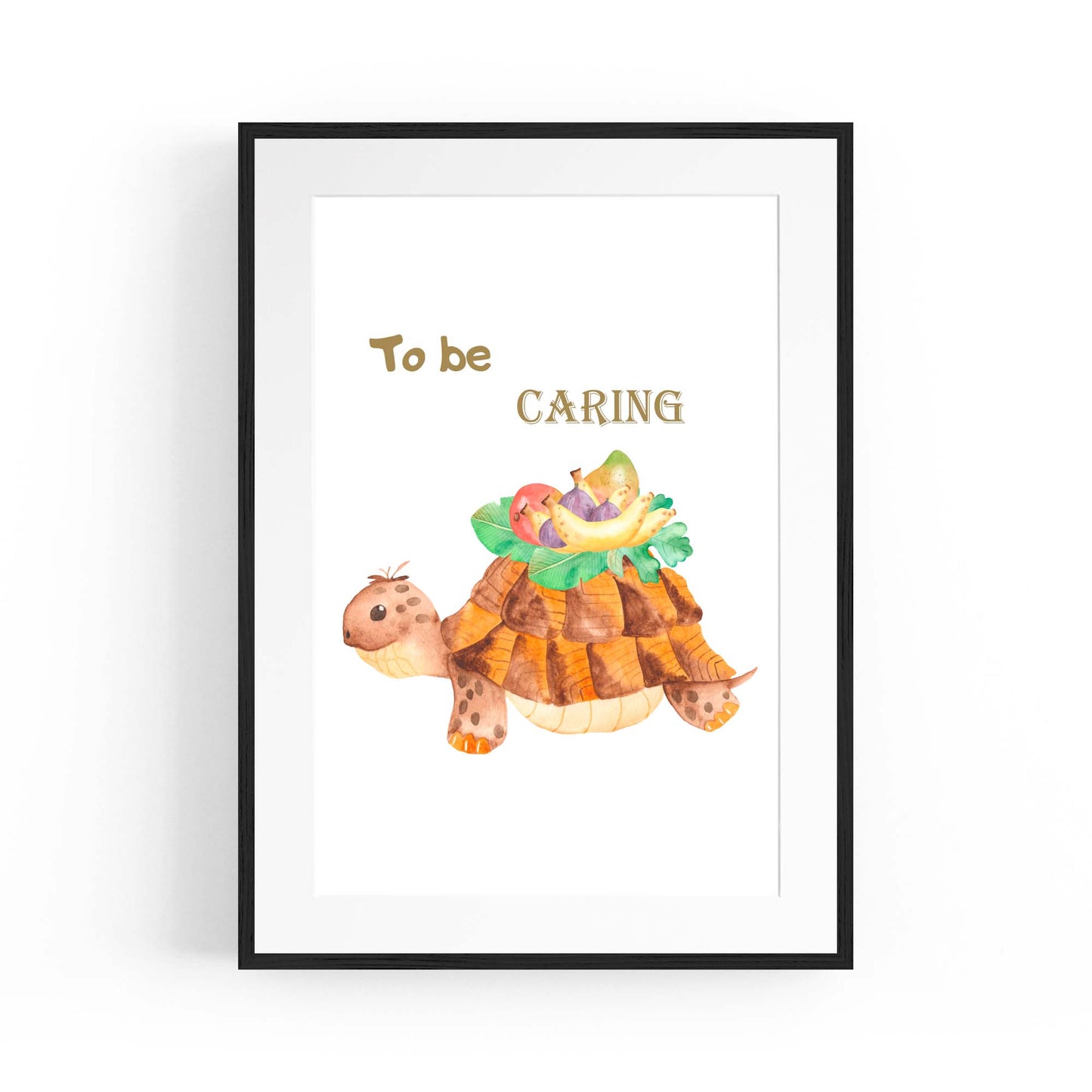 Tortoise "To Be Caring" Quote Nursery Wall Art - The Affordable Art Company