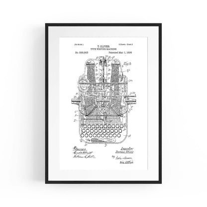 Vintage Typewriter White Patent Wall Art #1 - The Affordable Art Company