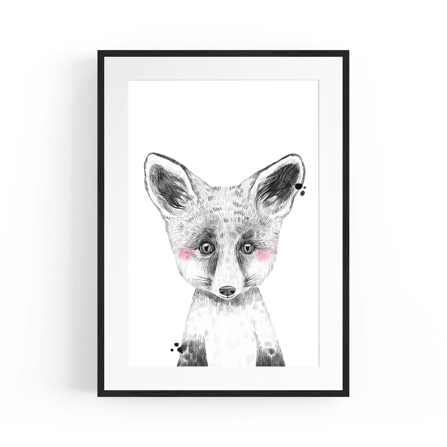 Cute Blushing Baby Fox Nursery Animal Wall Art - The Affordable Art Company