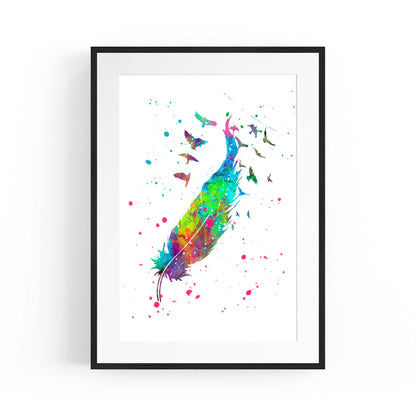 Feather Painting Colourful Bird Wall Art #3 - The Affordable Art Company