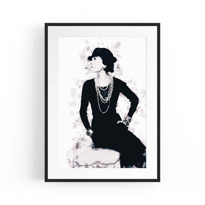 Coco Chanel Portrait Ink Drawing Wall Art - The Affordable Art Company