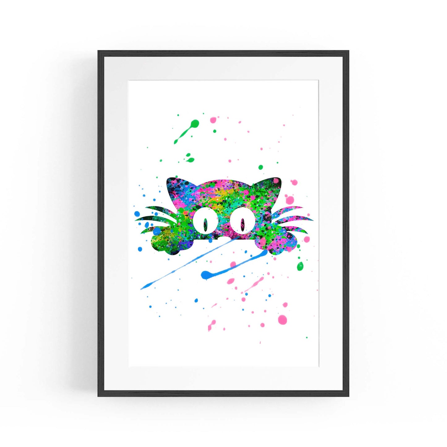 Cute Cat Painting Colourful Animal Wall Art #2 - The Affordable Art Company