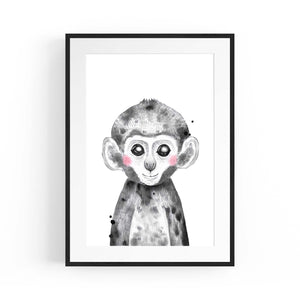 Cute Blushing Baby Monkey Nursery Animal Wall Art - The Affordable Art Company