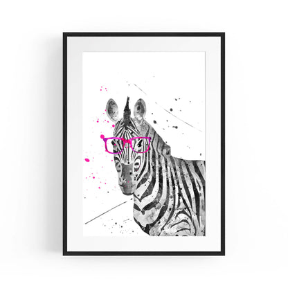 Zebra with Glasses Nursery Cute Baby Wall Art - The Affordable Art Company