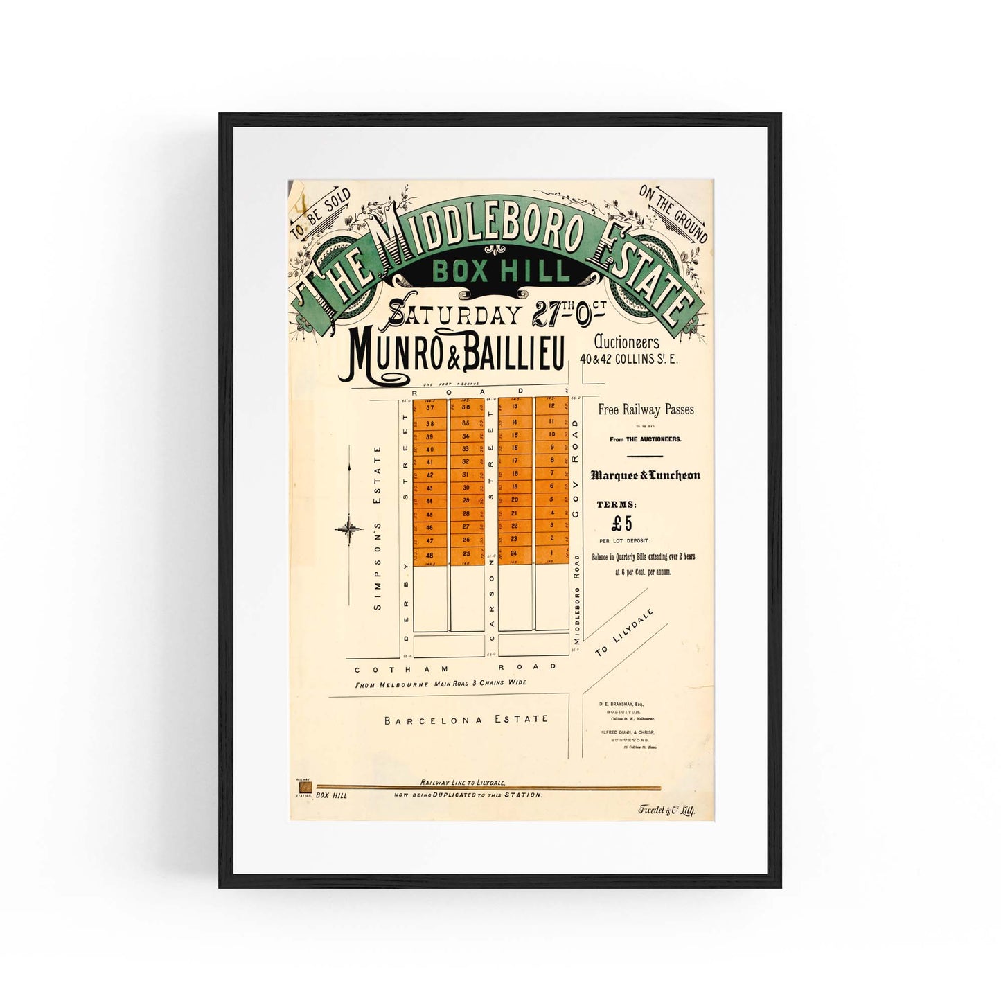 Box Hill Melbourne Vintage Real Estate Advert Art - The Affordable Art Company