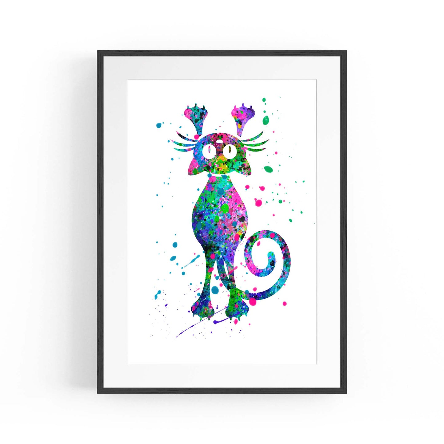 Cute Cat Painting Colourful Animal Wall Art #1 - The Affordable Art Company