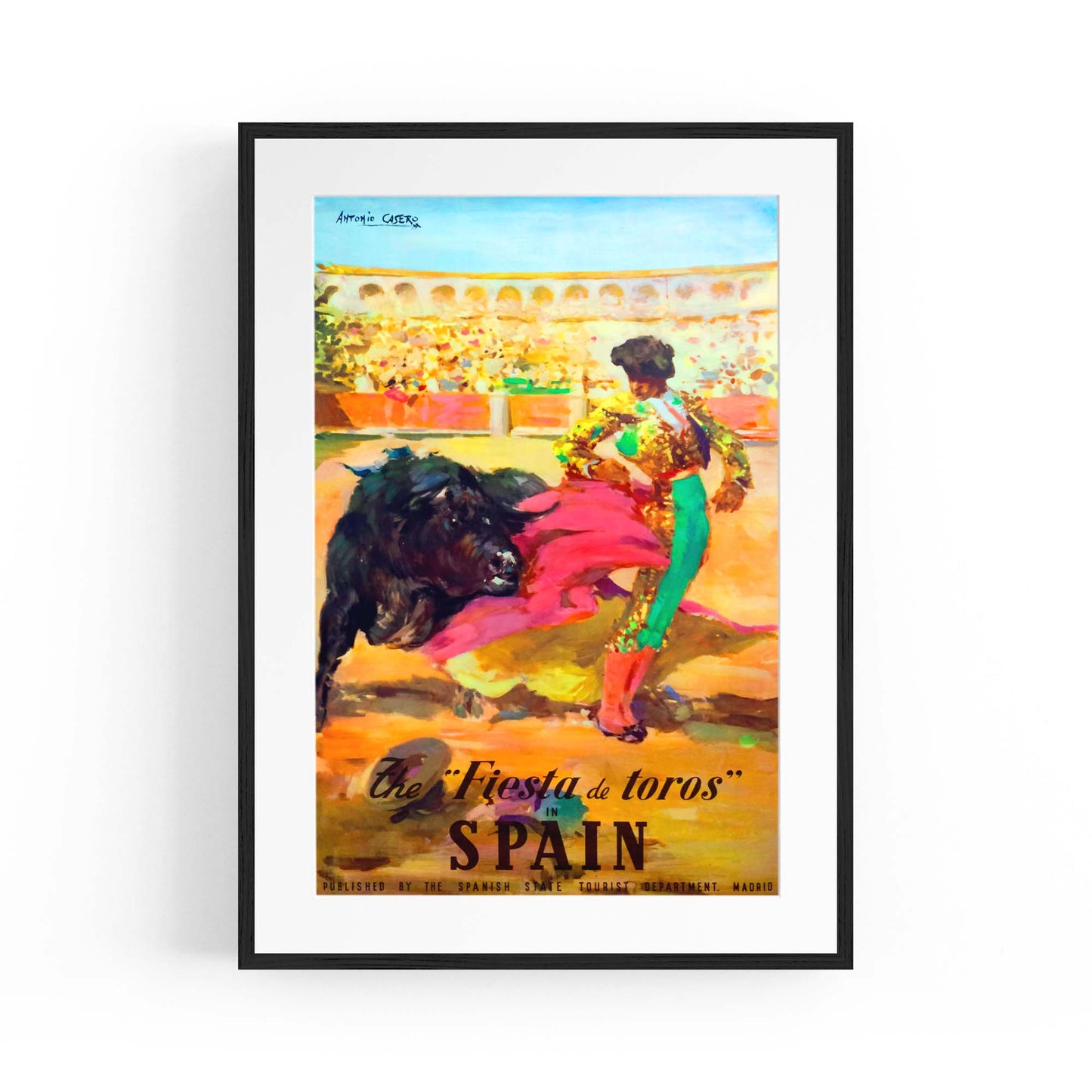 Fiesta de Toros Spain Vintage Travel Advert Wall Art - The Affordable Art Company