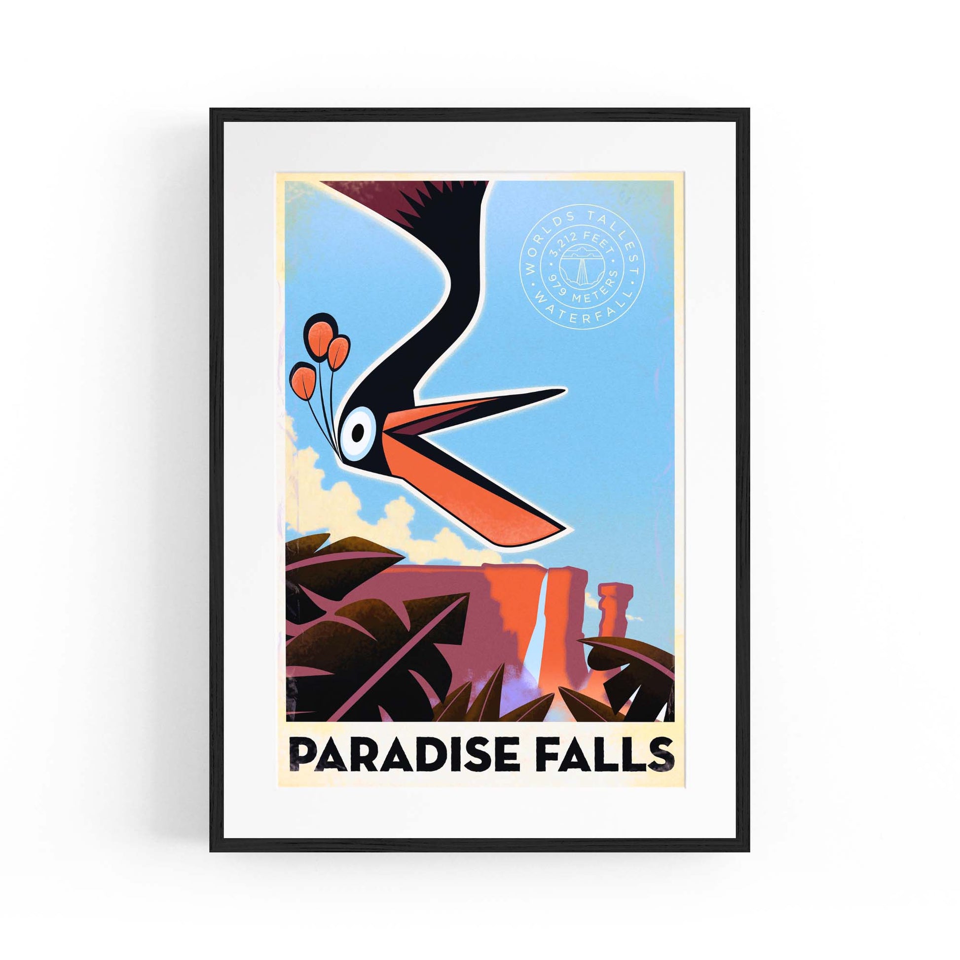 Paradise Falls, Venezuela Vintage Travel Wall Art - The Affordable Art Company