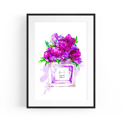 Purple Floral Perfume Bottle Fashion Wall Art - The Affordable Art Company