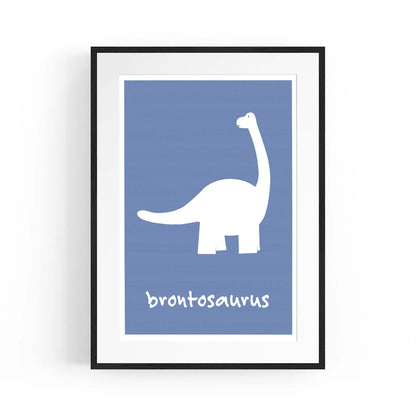 Brontosaurus Blue Dinosaur Nursery Boys Bedroom Art - The Affordable Art Company
