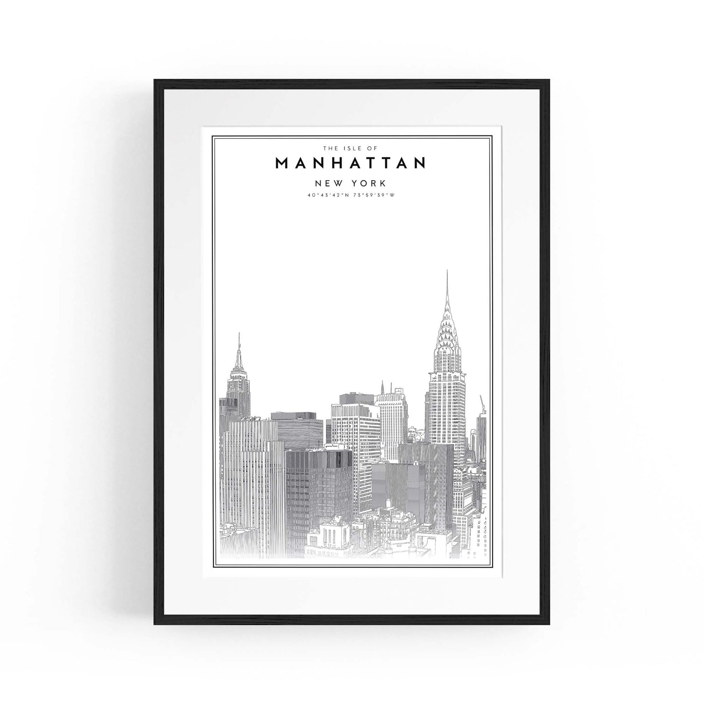 Minimal Manhattan Skyline New York Wall Art - The Affordable Art Company