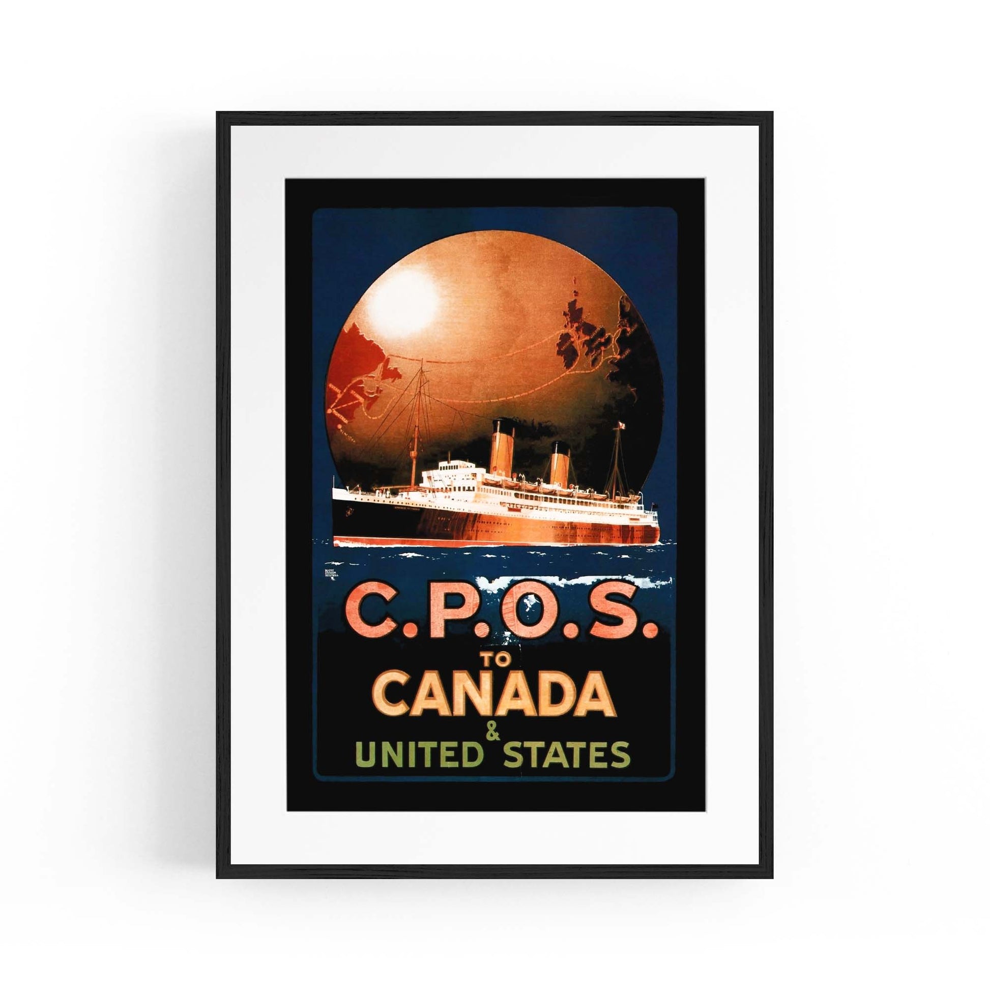 CPOS to Canada Vintage Shipping Advert Wall Art - The Affordable Art Company