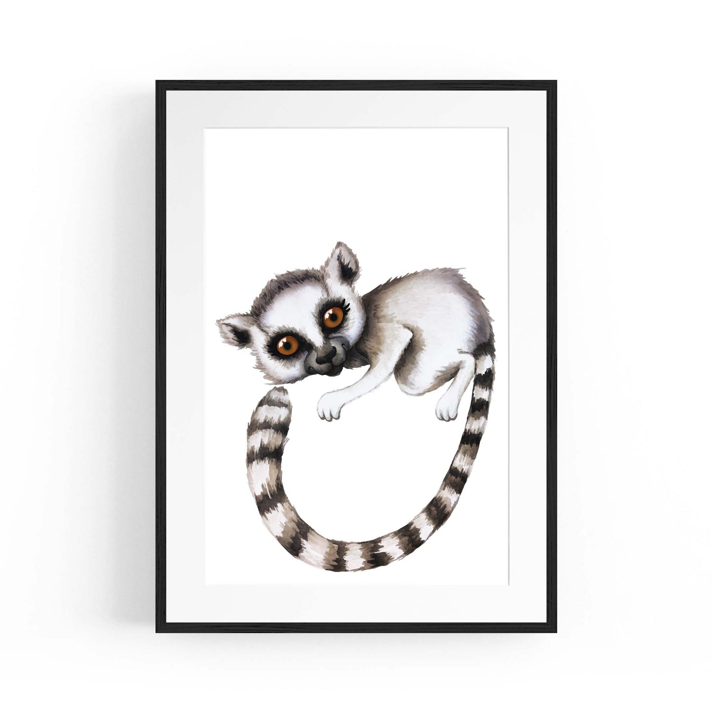 Cartoon Lemur Cute Nursery Baby Animal Wall Art - The Affordable Art Company
