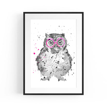 Owl with Glasses Nursery Animal Bedroom Wall Art - The Affordable Art Company