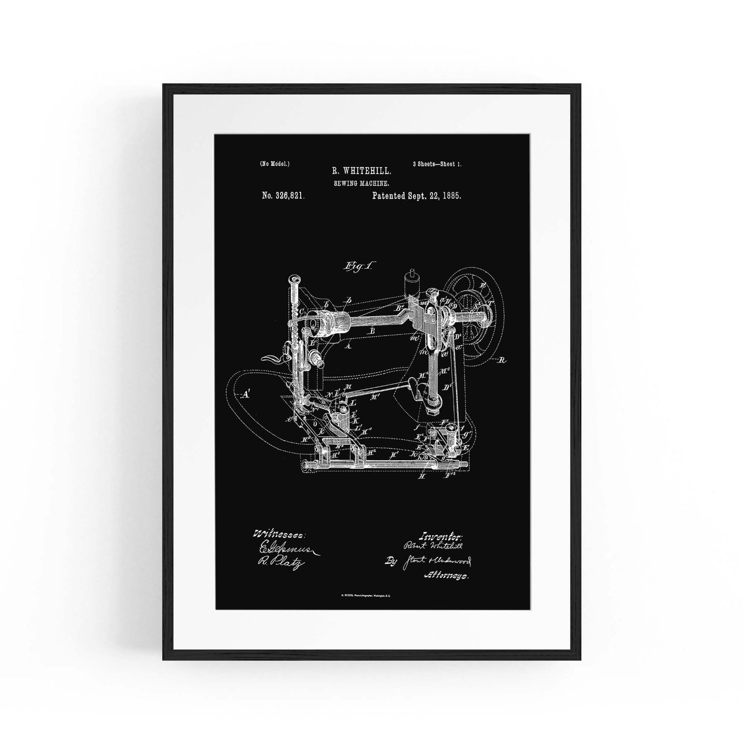 Vintage Sewing Machine Patent Wall Art #1 - The Affordable Art Company