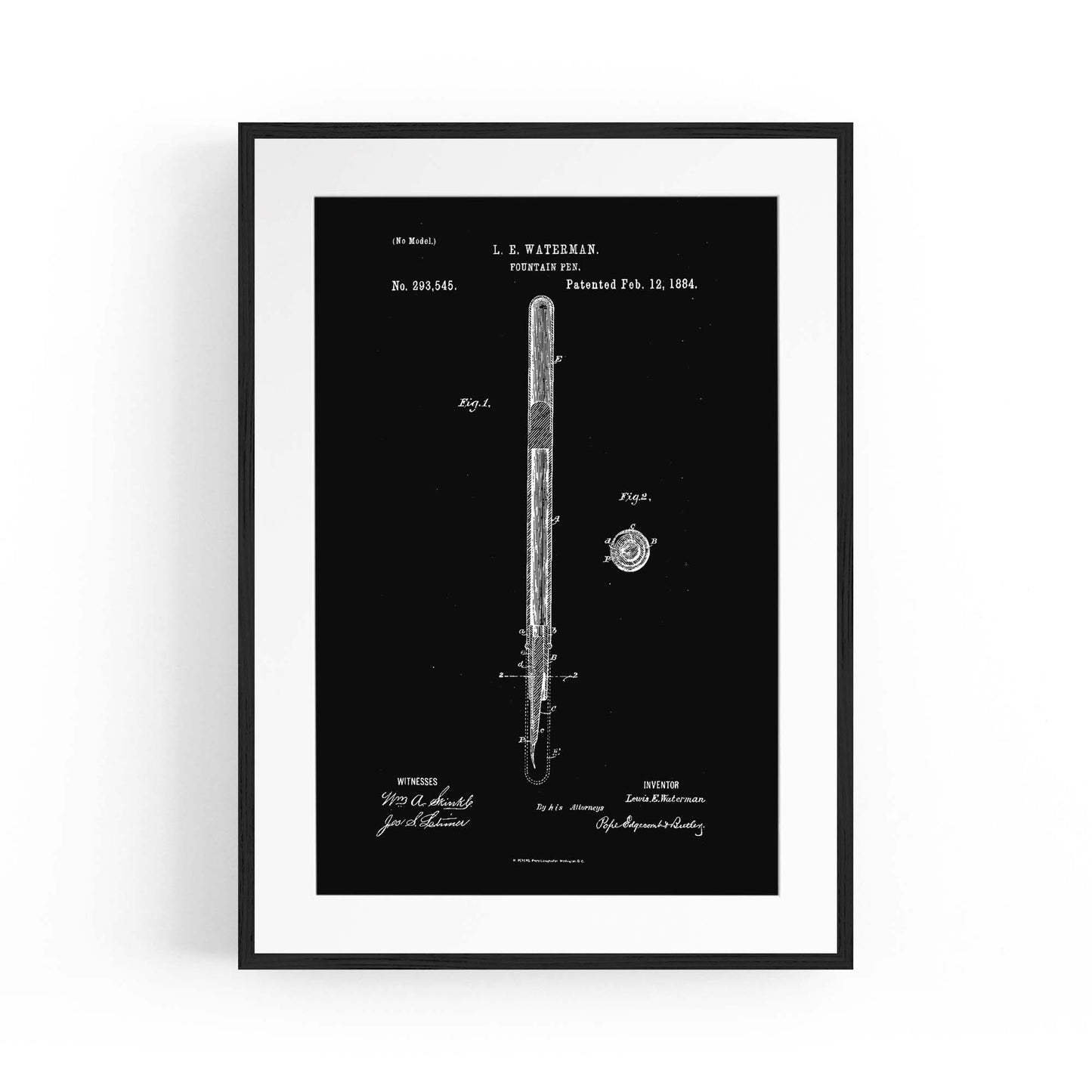 Vintage Fountain Pen Patent Artwork Wall Art #1 - The Affordable Art Company
