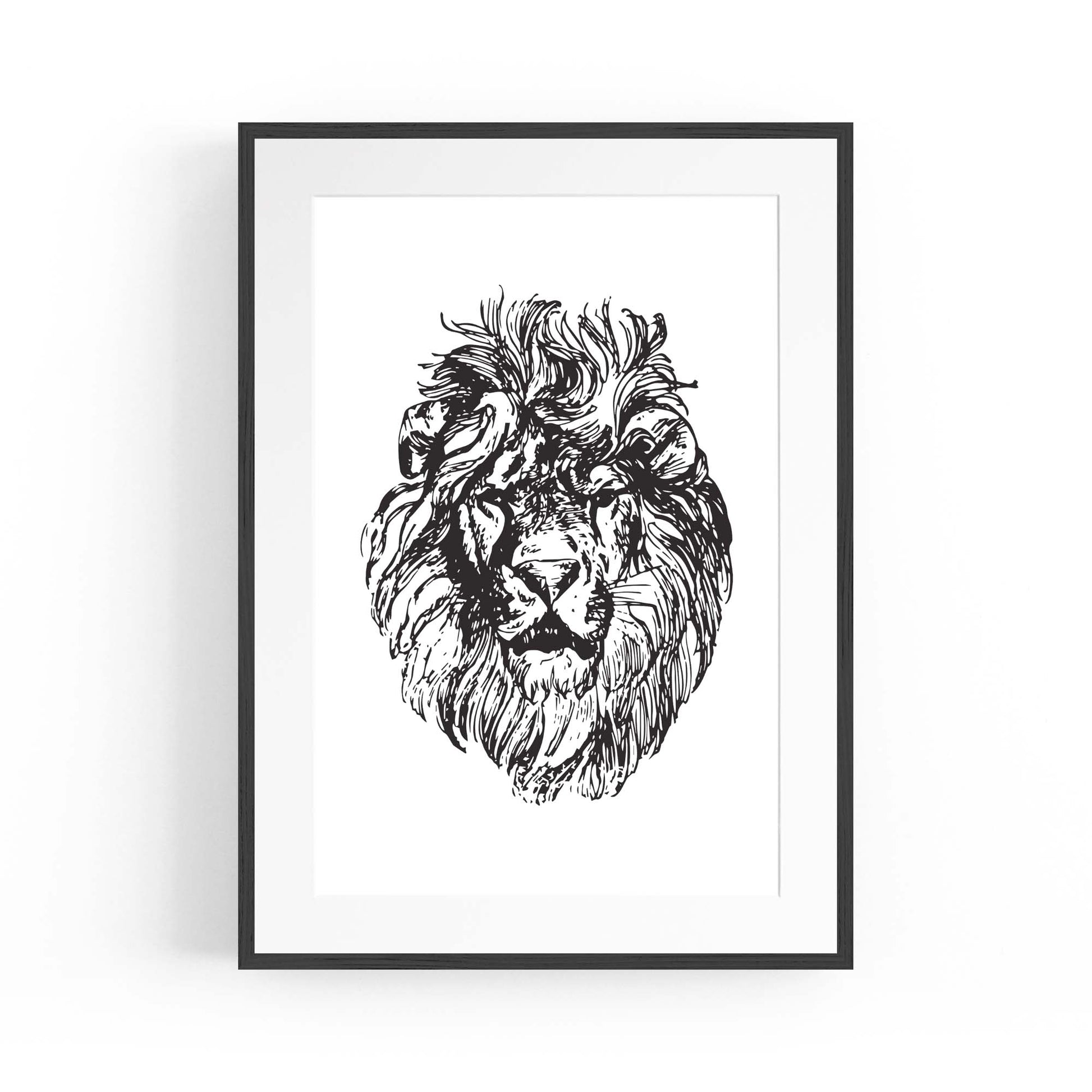 Lion Portrait Drawing Safari Anumal Wall Art - The Affordable Art Company