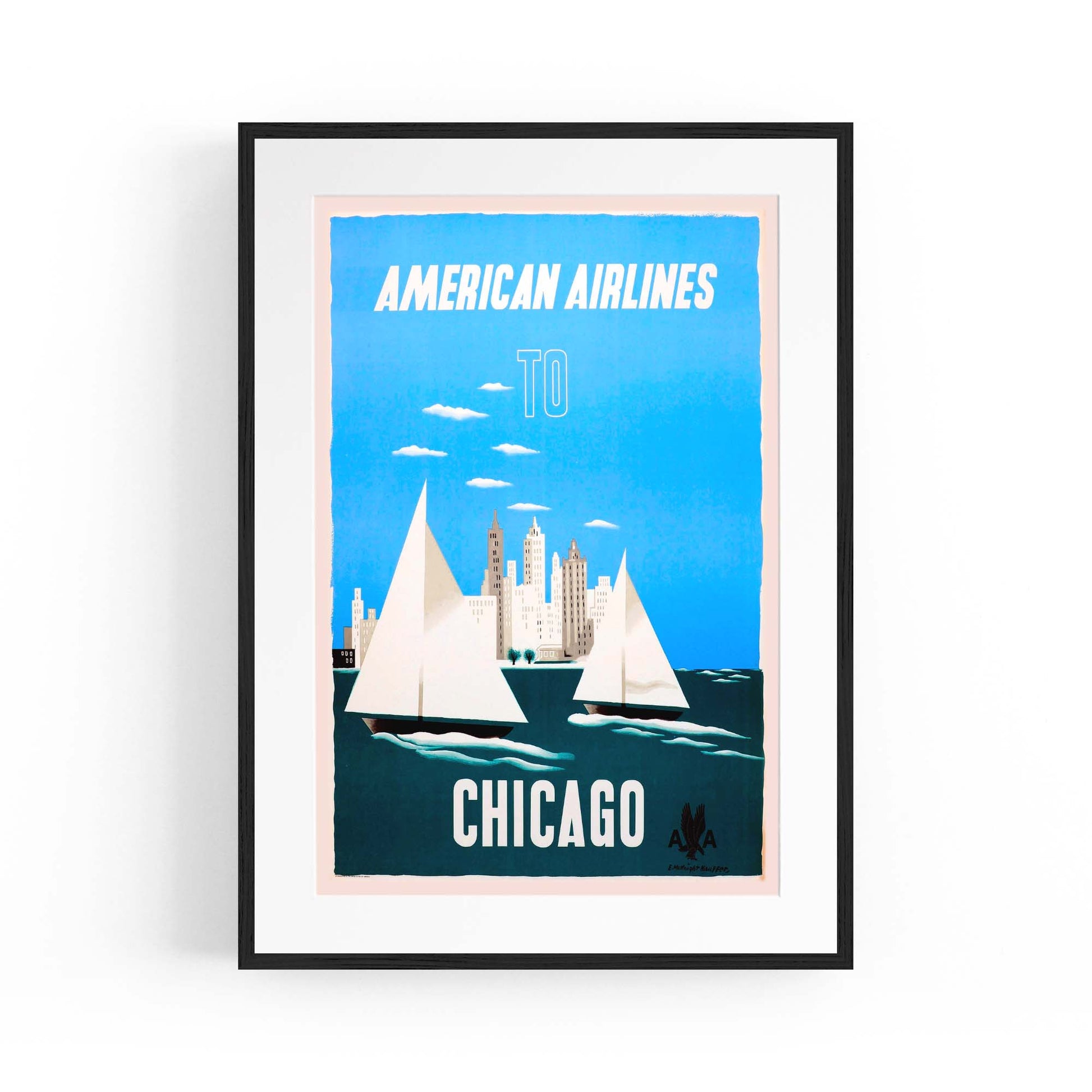 American Airlines - Chicago Vintage Travel Wall Art - The Affordable Art Company