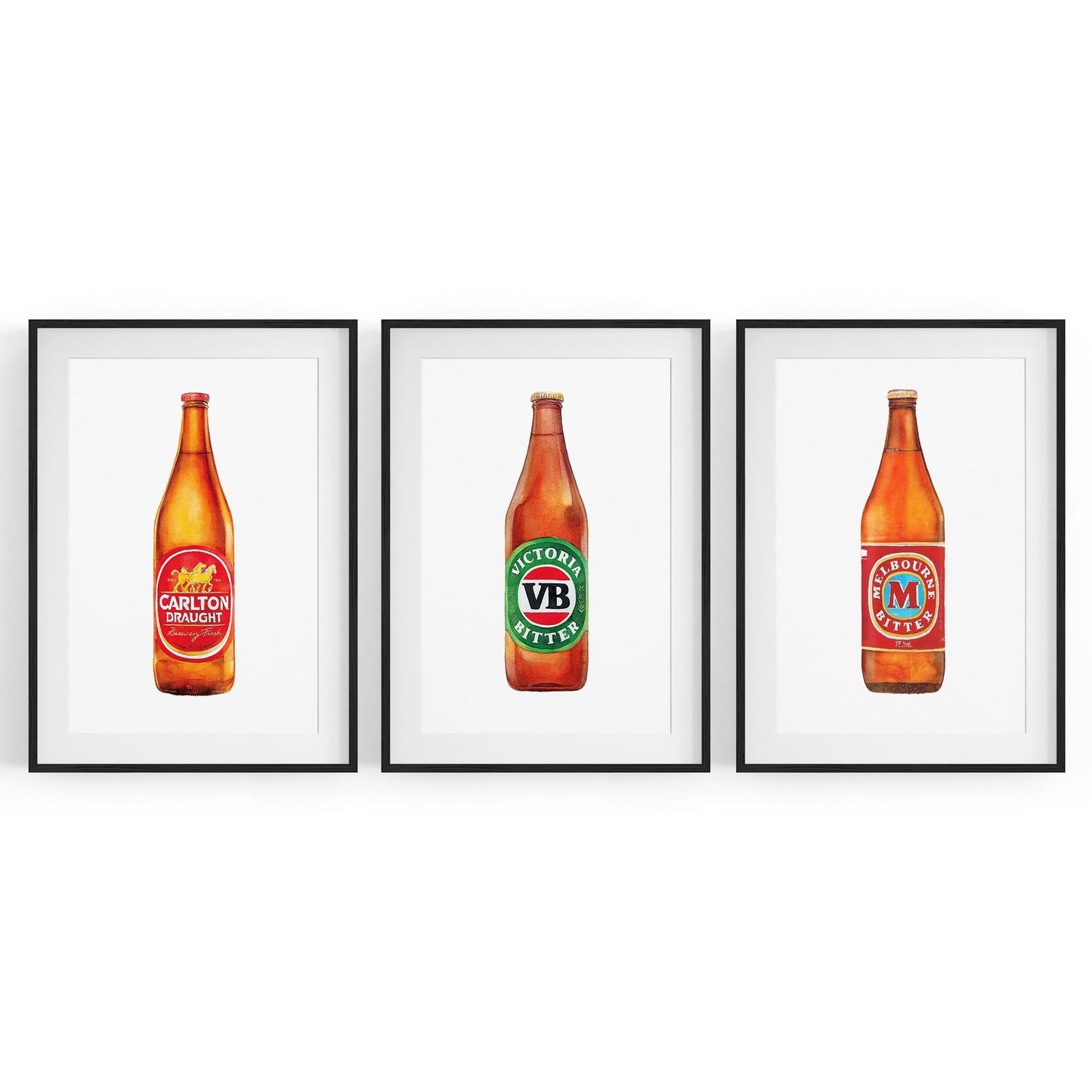 Set of Aussie Beer Longneck Paintings Wall Art - The Affordable Art Company