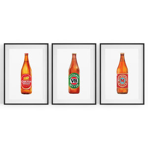 Set of Aussie Beer Longneck Paintings Wall Art - The Affordable Art Company