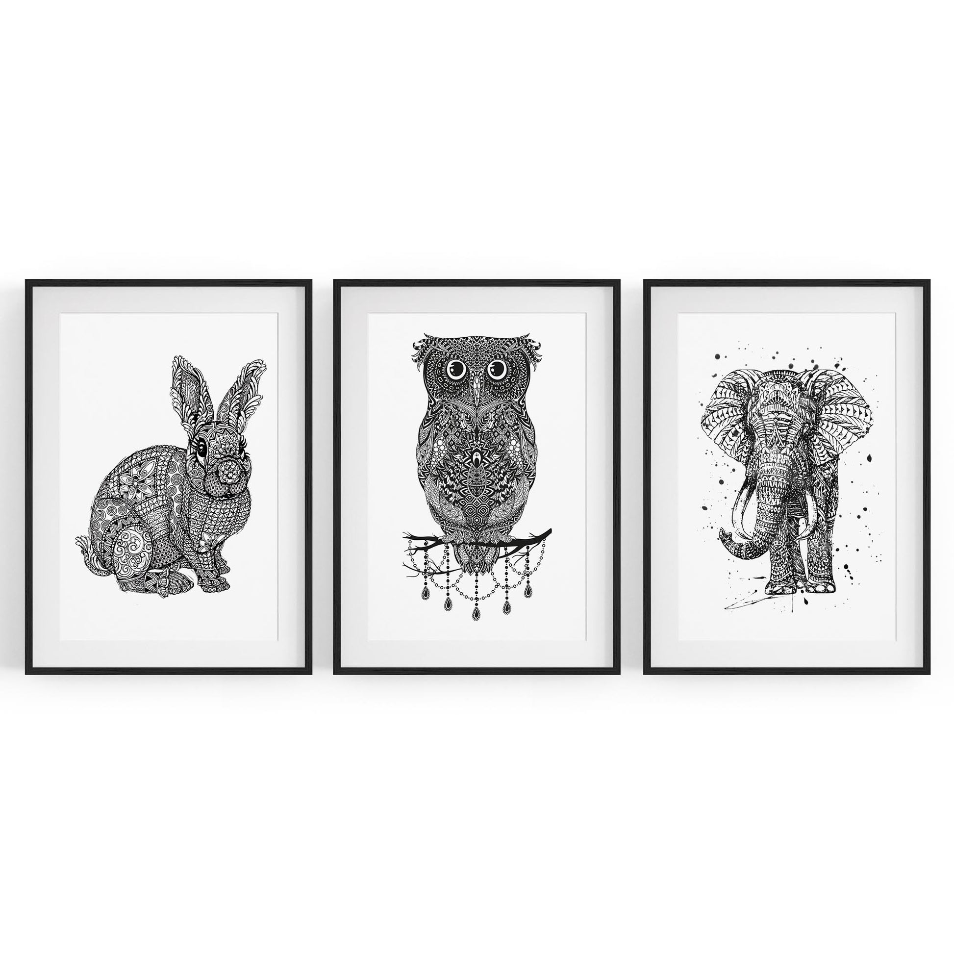 Set of Animal Mandala Pattern Abstract Wall Art #1 - The Affordable Art Company