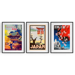 Set of Vintage Japanese Travel Advert Wall Art - The Affordable Art Company