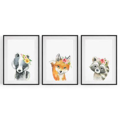 Set of Cute Baby Woodland Animals Nursery Wall Art #2 - The Affordable Art Company