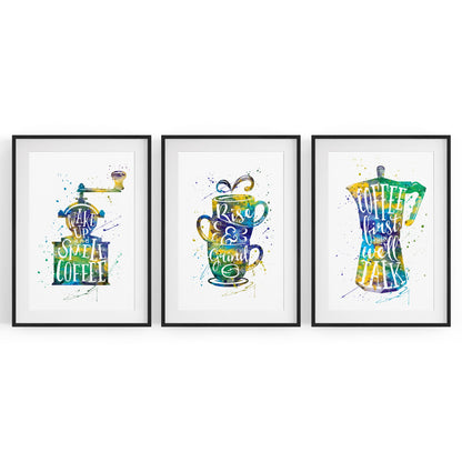 Set of Coffee Lovers Kitchen Cafe Style Wall Art - The Affordable Art Company