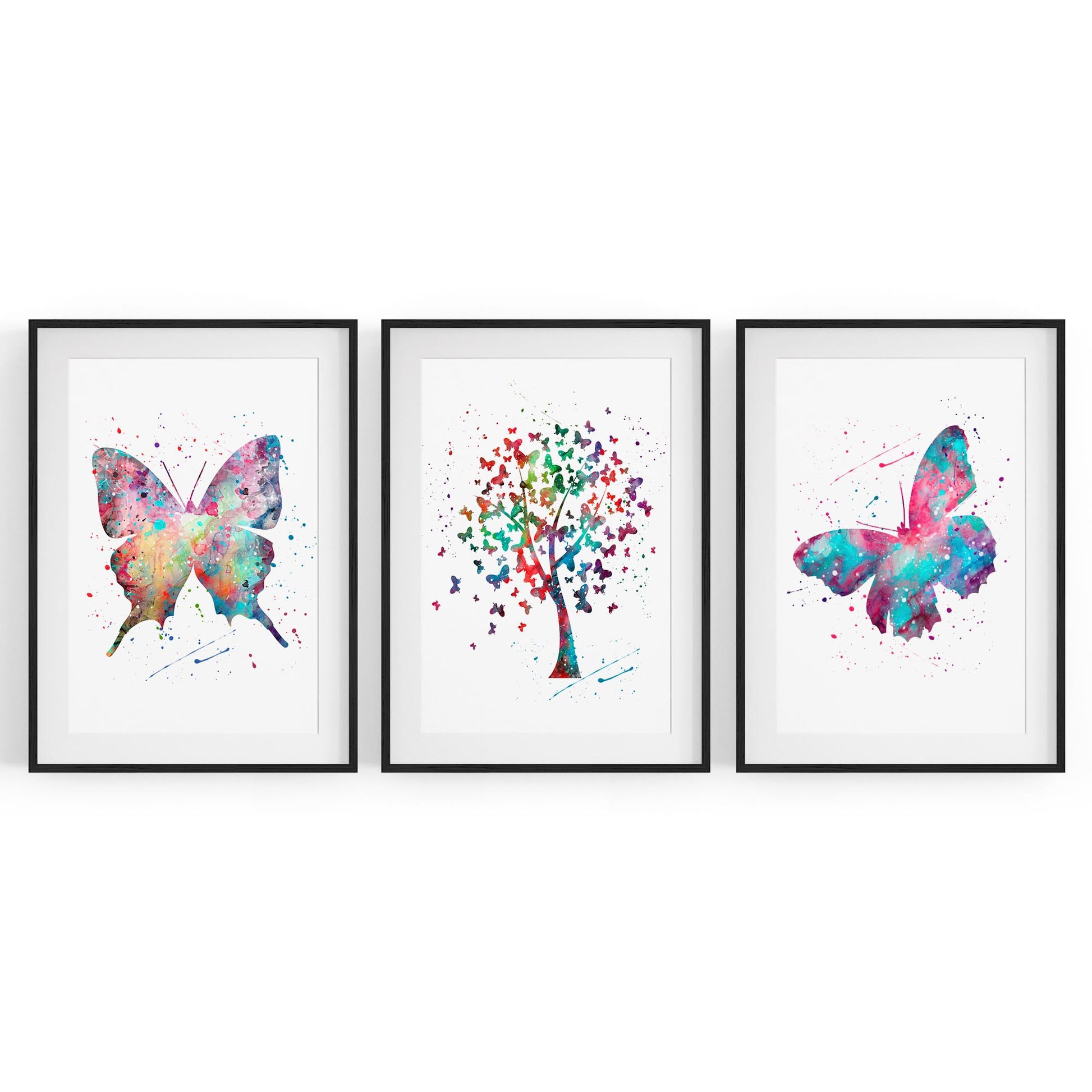 Set of Cute Butterfly Nursery Colourful Wall Art - The Affordable Art Company