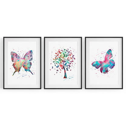 Set of Cute Butterfly Nursery Colourful Wall Art - The Affordable Art Company