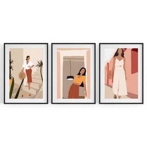 Set of Abstract Fashion Girls Bedroom Wall Art - The Affordable Art Company
