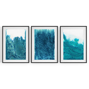 Set of Blue Ink Abstract Painting Faded Wall Art #4 - The Affordable Art Company