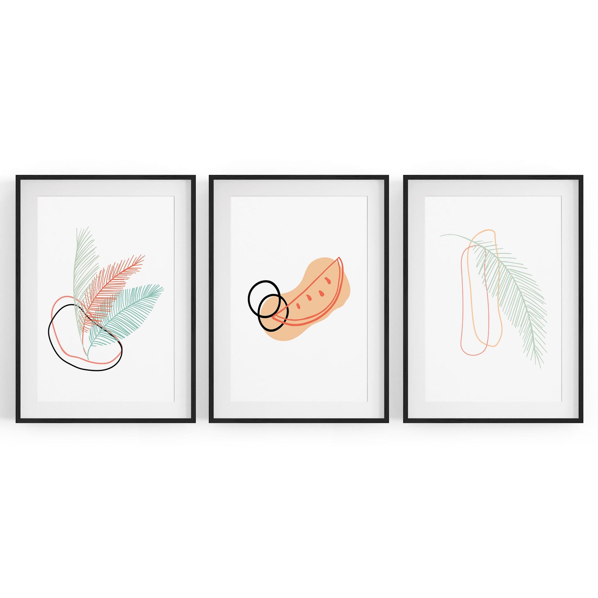 Set of Abstract Feather Kitchen Minimal Wall Art - The Affordable Art Company