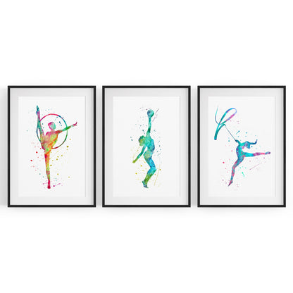 Set of 3 Gymnastics Dance Girls Wall Art - The Affordable Art Company