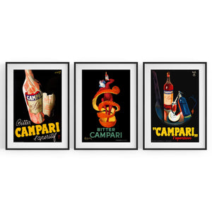 Set of Italian Campari Vintage Cafe Restaurant Art - The Affordable Art Company