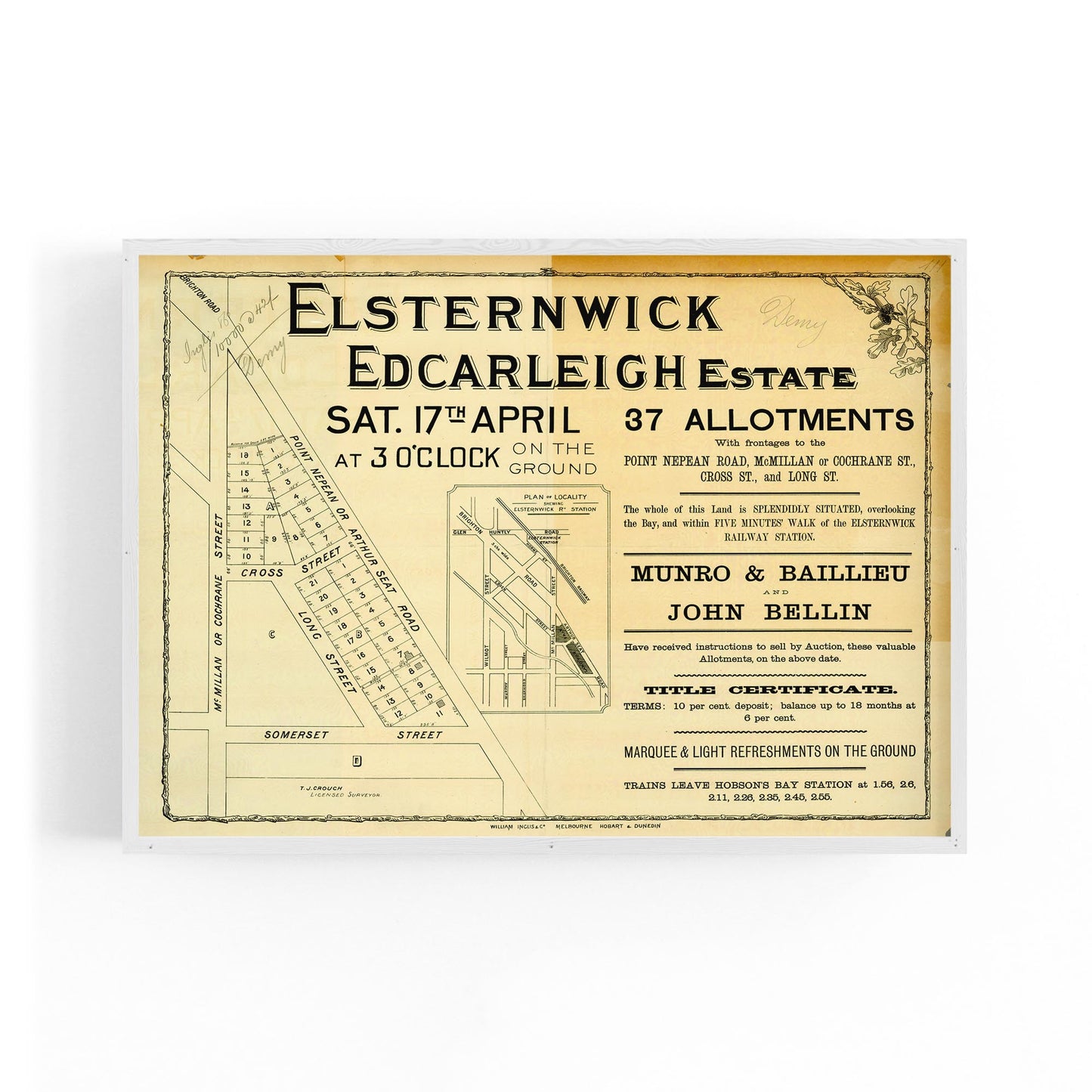 Elsternwick Melbourne Vintage Real Estate Advert Art - The Affordable Art Company