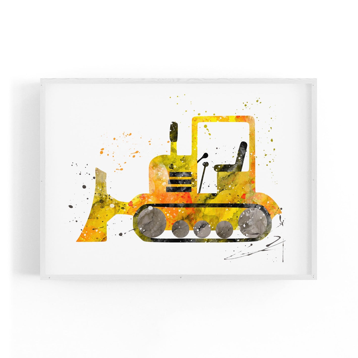 Yellow Digger Boys Bedroom Nursery Toddler Art #1 - The Affordable Art Company